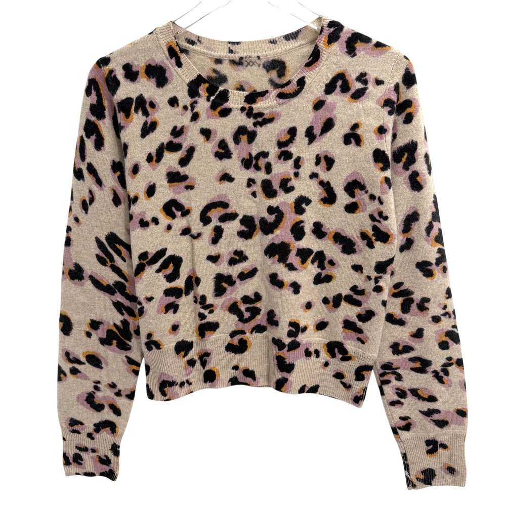 Naadam 100% Cashmere Leopard Print Crewneck Sweater Size S Women Quiet Luxury